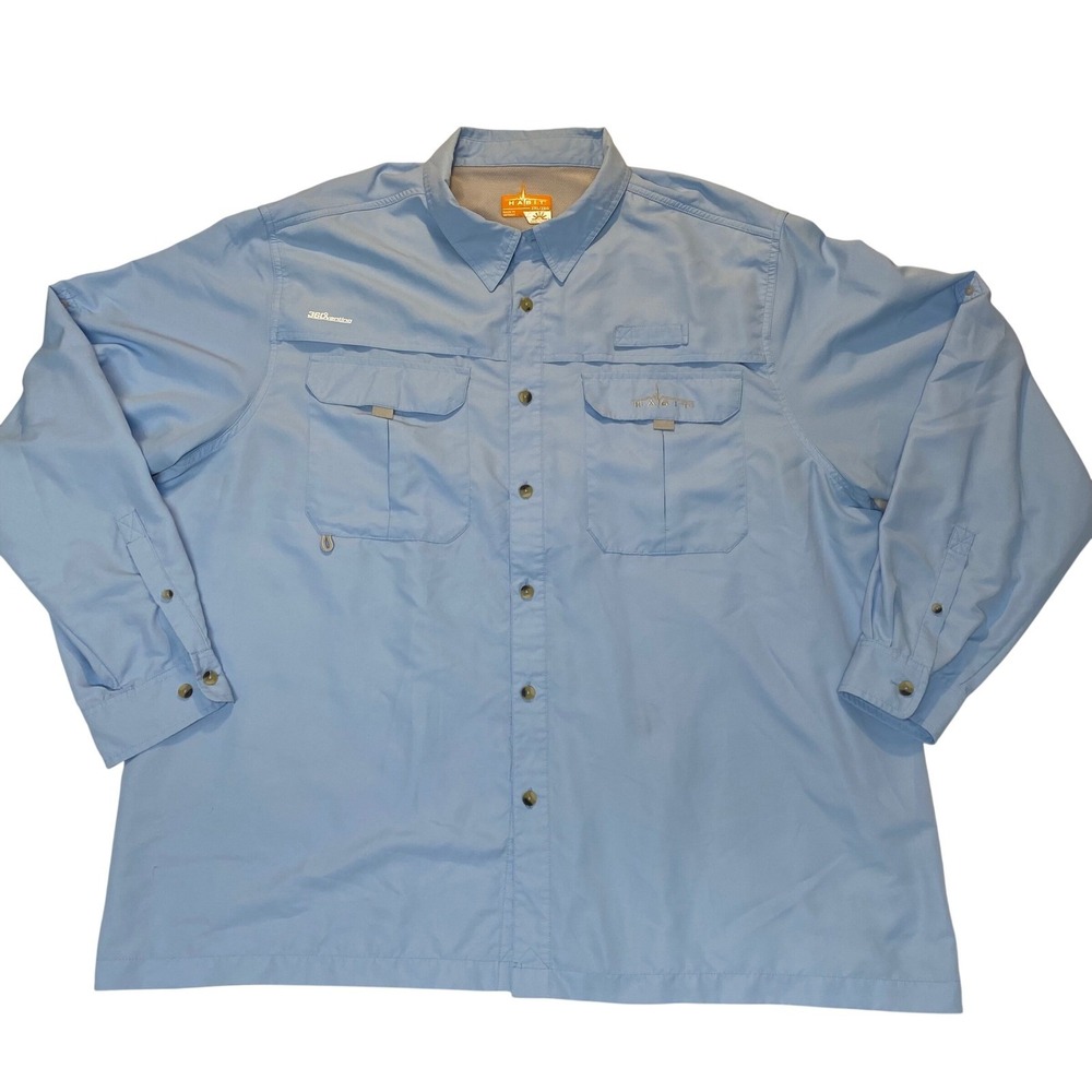 Habit 360 Venting Fishing Shirt Men's 2XL Powder‎ Blue Long Sleeve UPF 40+